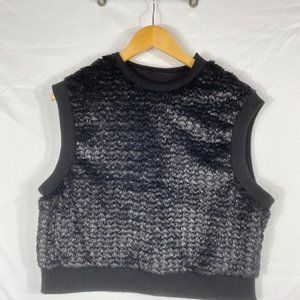 R. Basic Women's Faux Fur Vest Sweater One Size Black